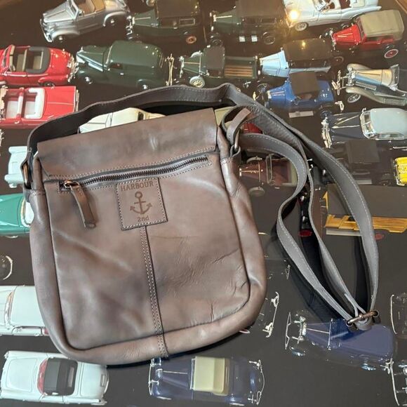 Habour 2nd Grey Crossbody Leather Purse Bag Satchel Grunge Suede - Picture 4 of 6